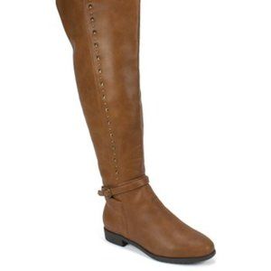 Cognac Wide-Calf Studded Ferrell Boot - 9